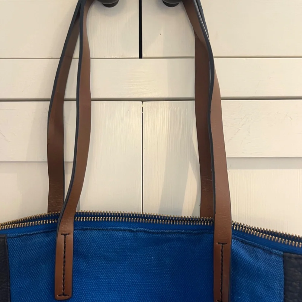 Blue and Black Tote Bag